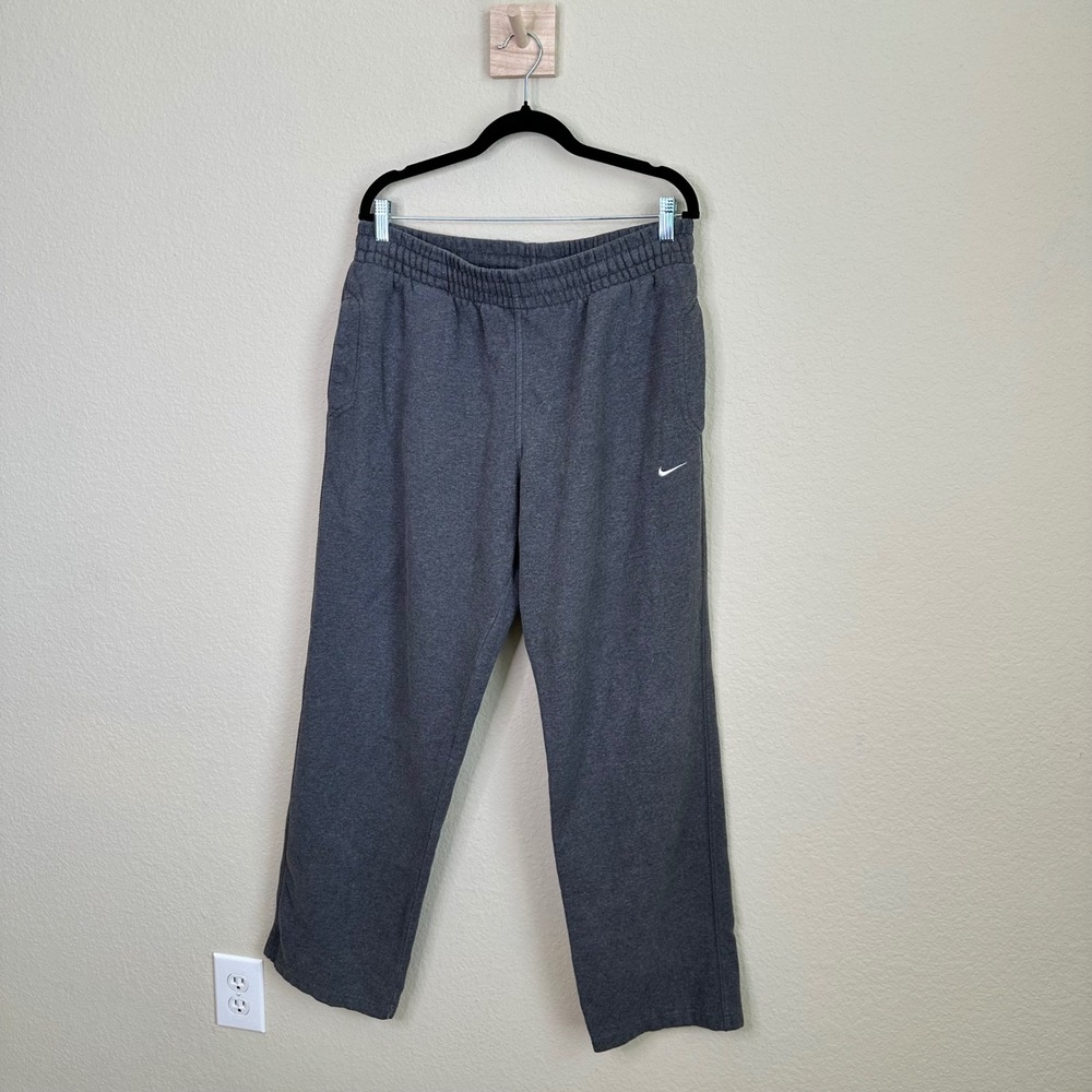 Y2K Nike The Athletic Dept Mens L Gray Fleece Sweatpants Swoosh Logo Baggy